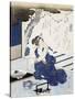 Courtesan Wearing Yukata (Blue and White Cotton Kimono)-null-Stretched Canvas