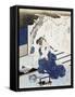 Courtesan Wearing Yukata (Blue and White Cotton Kimono)-null-Framed Stretched Canvas