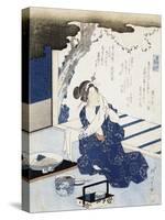 Courtesan Wearing Yukata (Blue and White Cotton Kimono)-null-Stretched Canvas