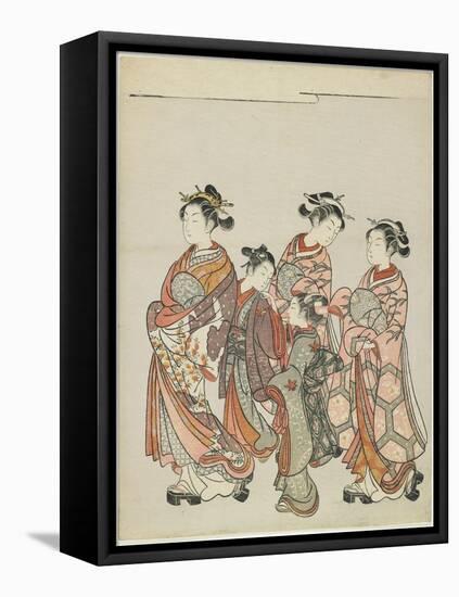 Courtesan with Attendants on Parade, after 1766-Suzuki Harunobu-Framed Stretched Canvas