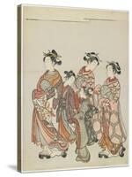 Courtesan with Attendants on Parade, after 1766-Suzuki Harunobu-Stretched Canvas