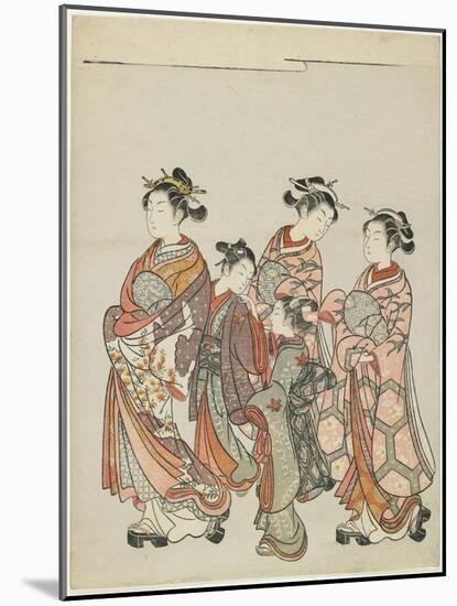 Courtesan with Attendants on Parade, after 1766-Suzuki Harunobu-Mounted Giclee Print