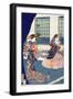 Courtesans in a Western-style Building of Yokohama, Japanese Wood-Cut Print-Lantern Press-Framed Art Print