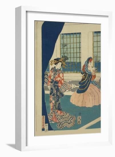 Courtesans in a Western-Style Building of Yokohama (Yokohama No Yokan No Yujo)-Sadahide Utagawa-Framed Art Print