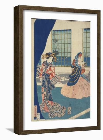 Courtesans in a Western-Style Building of Yokohama-Utagawa Sadahide-Framed Giclee Print