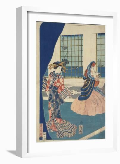 Courtesans in a Western-Style Building of Yokohama-Utagawa Sadahide-Framed Giclee Print