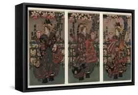 Courtesans Shigeoka, Sugatano and Hanamurasaki-null-Framed Stretched Canvas