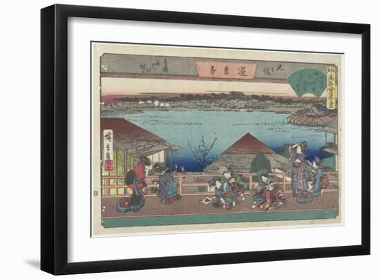 Courtesans Viewing Cherry Blossoms at Horaitei in Ikenohata, C. 1835-1842-Utagawa Hiroshige-Framed Giclee Print