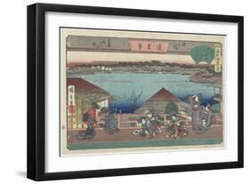 Courtesans Viewing Cherry Blossoms at Horaitei in Ikenohata, C. 1835-1842-Utagawa Hiroshige-Framed Giclee Print