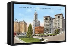 Courthouse and Downtown, Seattle, Washington-null-Framed Stretched Canvas