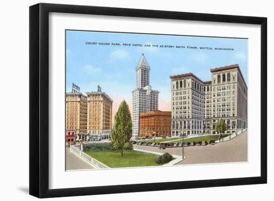 Courthouse and Downtown, Seattle, Washington-null-Framed Art Print