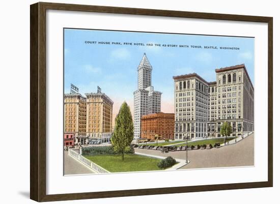 Courthouse and Downtown, Seattle, Washington-null-Framed Art Print