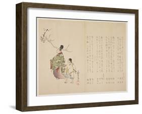 Courtier and His Servant Viewing Flowering Plum, C.1818-Shibata Git?-Framed Giclee Print