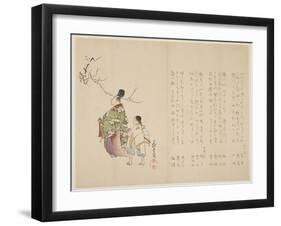 Courtier and His Servant Viewing Flowering Plum, C.1818-Shibata Git?-Framed Giclee Print