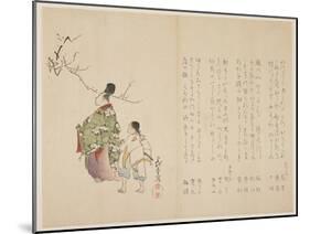 Courtier and His Servant Viewing Flowering Plum, C.1818-Shibata Git?-Mounted Giclee Print