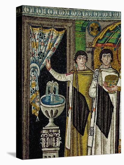 Courtiers by a Fountain (Mosaic)-Byzantine-Stretched Canvas