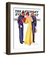 "Courting Cadets," Saturday Evening Post Cover, May 16, 1936-R.J. Cavaliere-Framed Giclee Print