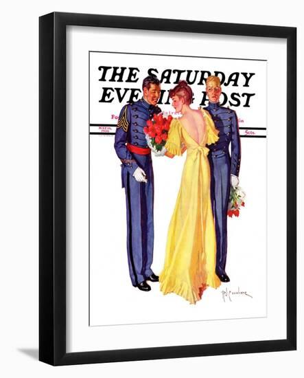 "Courting Cadets," Saturday Evening Post Cover, May 16, 1936-R.J. Cavaliere-Framed Giclee Print