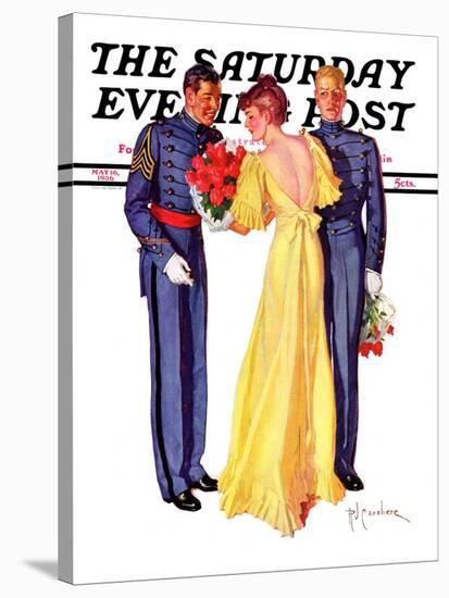 "Courting Cadets," Saturday Evening Post Cover, May 16, 1936-R.J. Cavaliere-Stretched Canvas