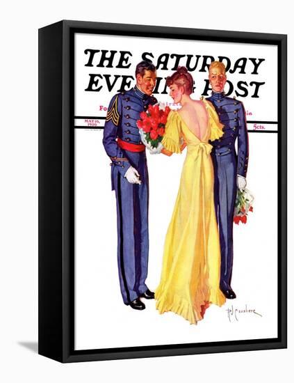 "Courting Cadets," Saturday Evening Post Cover, May 16, 1936-R.J. Cavaliere-Framed Stretched Canvas