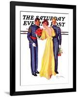 "Courting Cadets," Saturday Evening Post Cover, May 16, 1936-R.J. Cavaliere-Framed Giclee Print