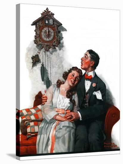 "Courting under the Clock at Midnight", March 22,1919-Norman Rockwell-Stretched Canvas