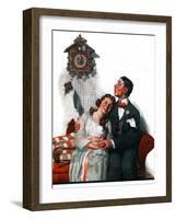 "Courting under the Clock at Midnight", March 22,1919-Norman Rockwell-Framed Giclee Print