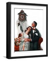 "Courting under the Clock at Midnight", March 22,1919-Norman Rockwell-Framed Giclee Print