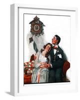 "Courting under the Clock at Midnight", March 22,1919-Norman Rockwell-Framed Giclee Print