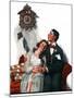 "Courting under the Clock at Midnight", March 22,1919-Norman Rockwell-Mounted Giclee Print