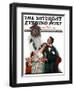 "Courting under the Clock at Midnight" Saturday Evening Post Cover, March 22,1919-Norman Rockwell-Framed Giclee Print