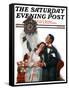 "Courting under the Clock at Midnight" Saturday Evening Post Cover, March 22,1919-Norman Rockwell-Framed Stretched Canvas