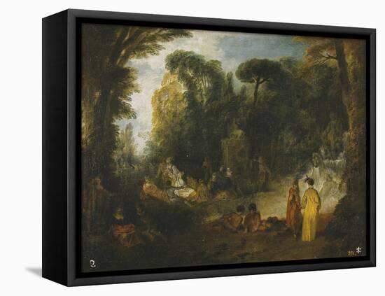 Courtly Gathering in a Park, 1712-1713-Jean Antoine Watteau-Framed Stretched Canvas