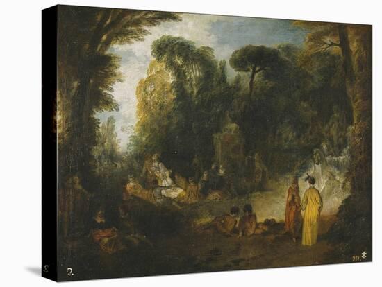 Courtly Gathering in a Park, 1712-1713-Jean Antoine Watteau-Stretched Canvas