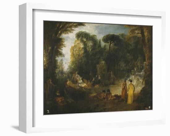 Courtly Gathering in a Park, 1712-1713-Jean Antoine Watteau-Framed Giclee Print
