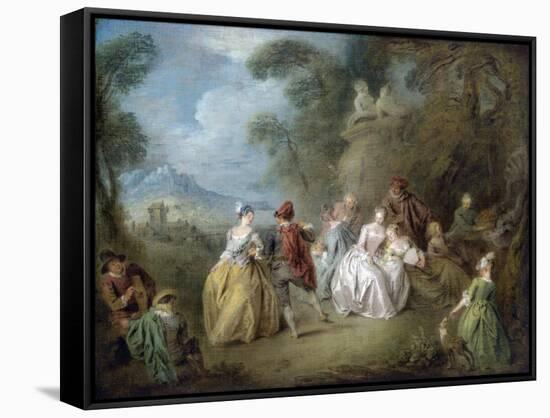 Courtly Scene in a Park, C.1730-35-Jean-Baptiste Joseph Pater-Framed Stretched Canvas