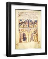 Courtly Scene, Miniature from the Florence School, Italy 12th Century-null-Framed Giclee Print