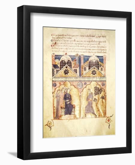 Courtly Scene, Miniature from the Florence School, Italy 12th Century-null-Framed Giclee Print