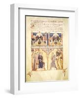 Courtly Scene, Miniature from the Florence School, Italy 12th Century-null-Framed Giclee Print