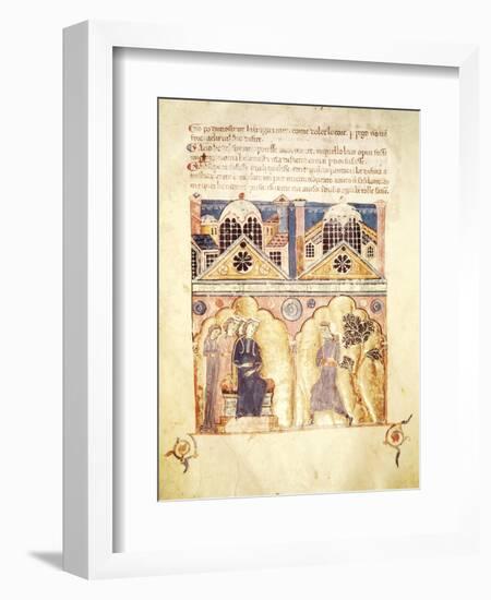 Courtly Scene, Miniature from the Florence School, Italy 12th Century-null-Framed Giclee Print