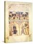 Courtly Scene, Miniature from the Florence School, Italy 12th Century-null-Stretched Canvas