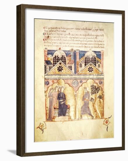 Courtly Scene, Miniature from the Florence School, Italy 12th Century-null-Framed Giclee Print