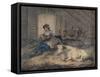 'Courtship in a Cowshed', c1801-Julius Caesar Ibbetson-Framed Stretched Canvas