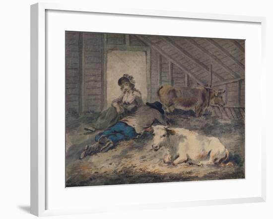 'Courtship in a Cowshed', c1801-Julius Caesar Ibbetson-Framed Giclee Print