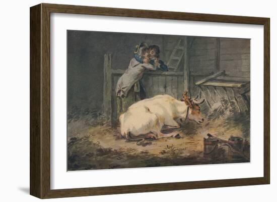 'Courtship in a Cowshed', c18th century-Julius Caesar Ibbetson-Framed Giclee Print