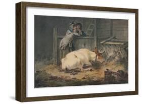 'Courtship in a Cowshed', c18th century-Julius Caesar Ibbetson-Framed Giclee Print