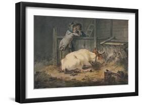 'Courtship in a Cowshed', c18th century-Julius Caesar Ibbetson-Framed Giclee Print