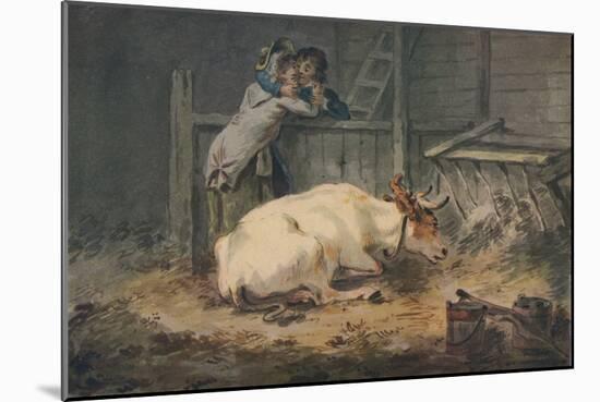 'Courtship in a Cowshed', c18th century-Julius Caesar Ibbetson-Mounted Giclee Print