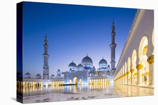 Courtyard and White Marble Exterior of Sheikh Zayed Grand Mosque, United Arab Emirates, Abu Dhabi-Nick Ledger-Stretched Canvas