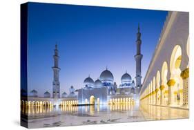 Courtyard and White Marble Exterior of Sheikh Zayed Grand Mosque, United Arab Emirates, Abu Dhabi-Nick Ledger-Stretched Canvas